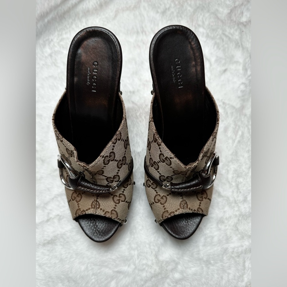 Gucci Women's Brown Monogram Mules - Picture 17 of 17